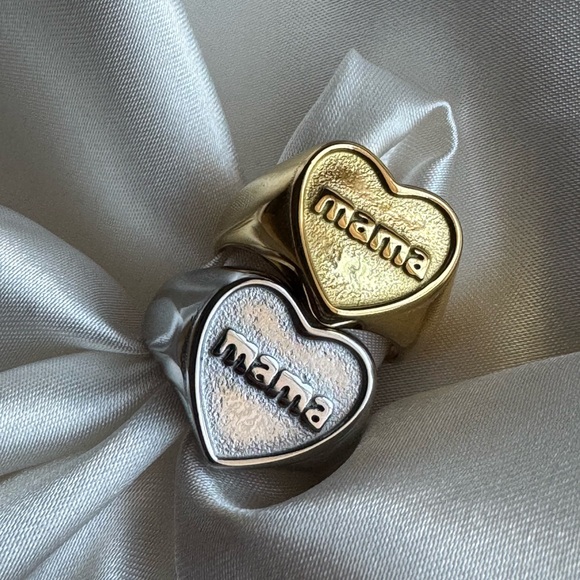White Fox Boutique Jewelry - Gold and Silver Heart Mama Rings